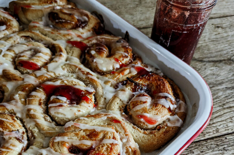 Cherry Plum Rolls with Almond drizzle